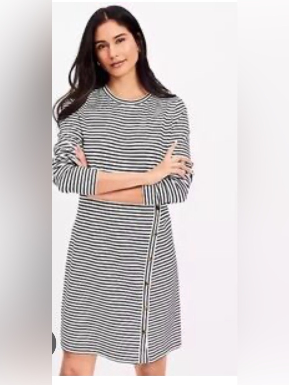 LOFT Side Button Long Sleeve Dress